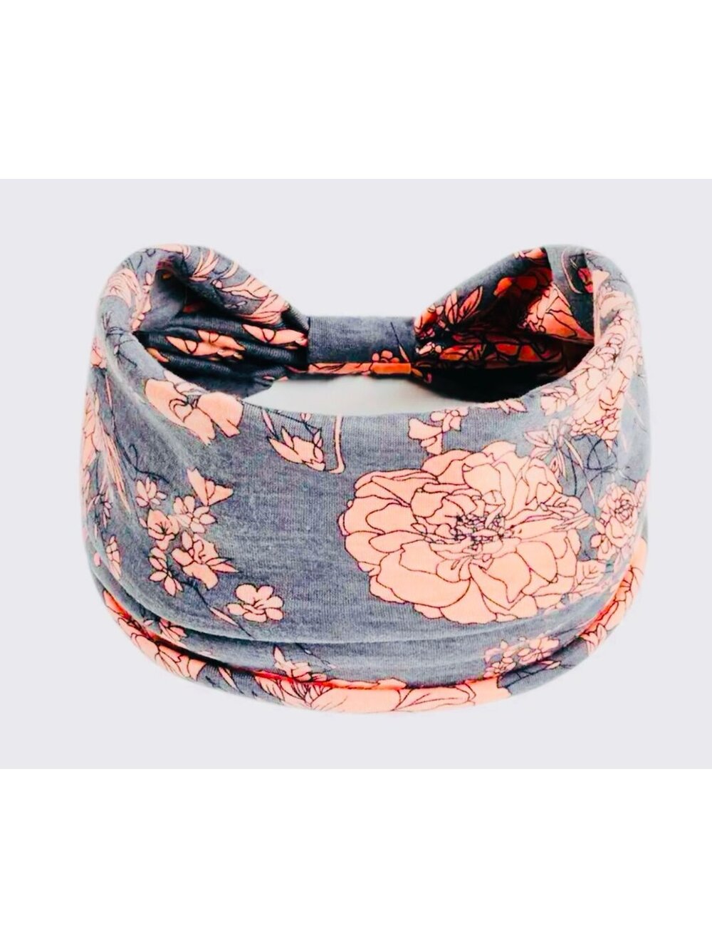 New - Thick Boho Chic Headband - Light Gray /Light Pink